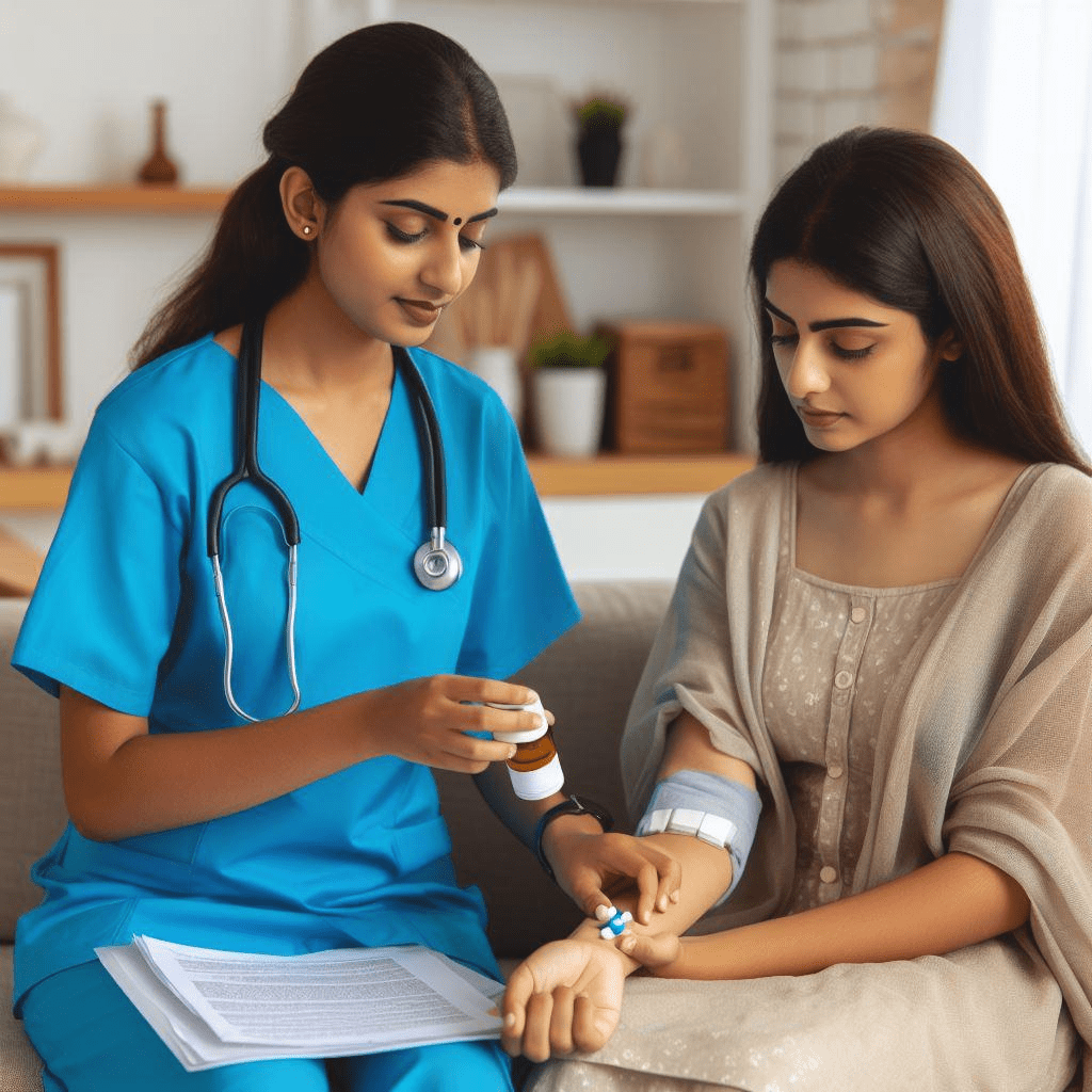 A Experienced nurse smiling while placing a newborn baby gently in its mother's arms