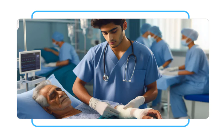 Receiving expert wound care and dressing services in the comfort of your own home in Gurgaon (Care with Fair Healthcare)