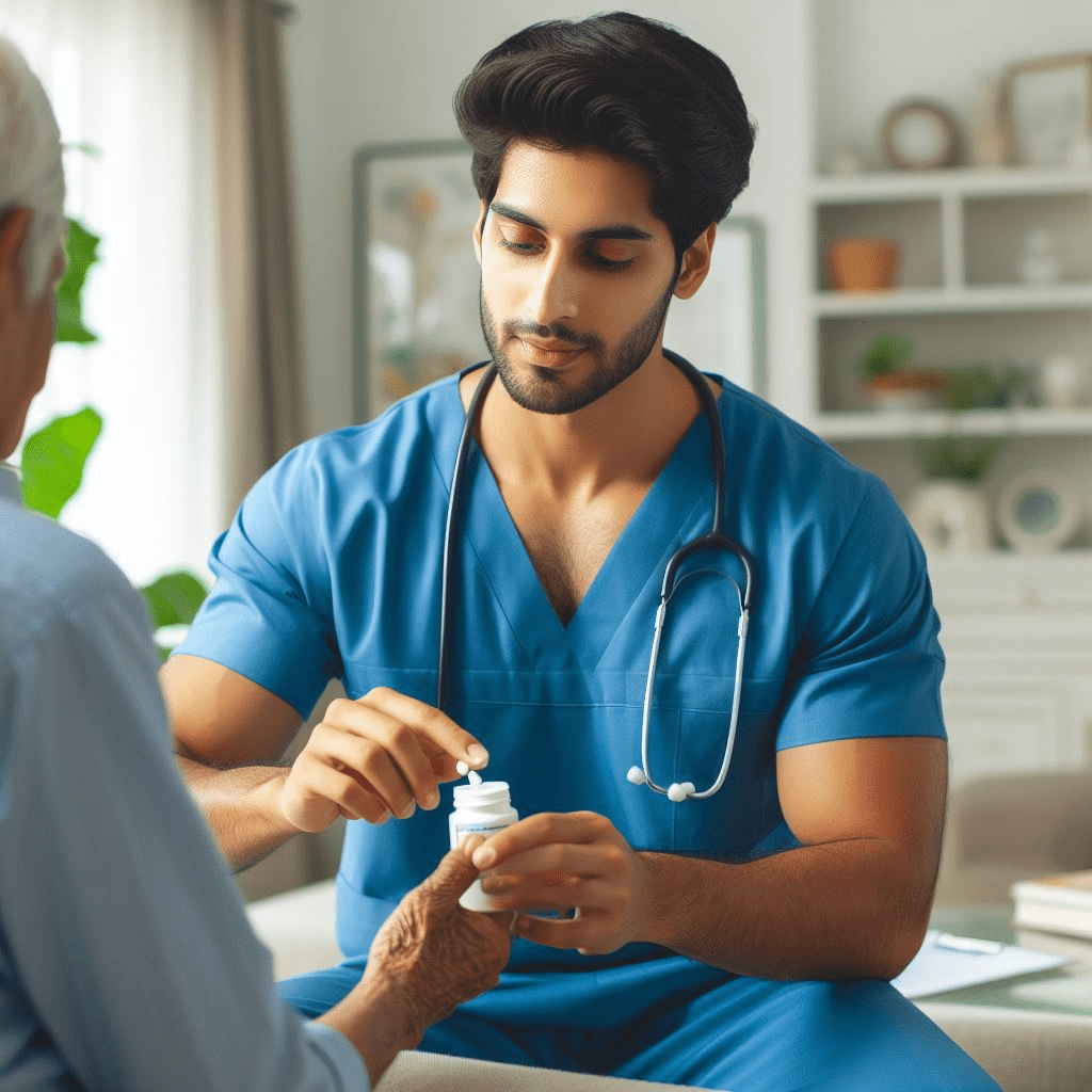 In-home patient care services in Gurgaon, including nursing care, physiotherapy, and medication management, provided by Care with Fair Healthcare.
